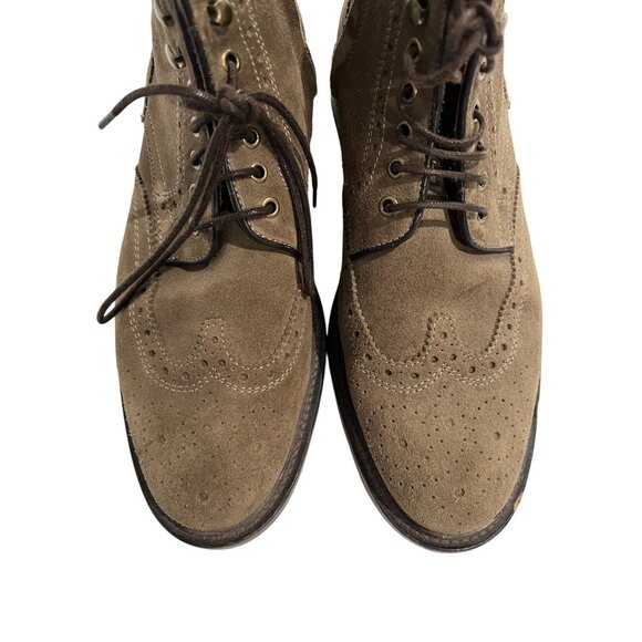 Massimo Dutti Brogue Lace Up Ankle Boots in Taupe main image 4